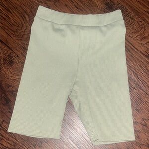 Divided Ribbed Bike Shorts in Light Green